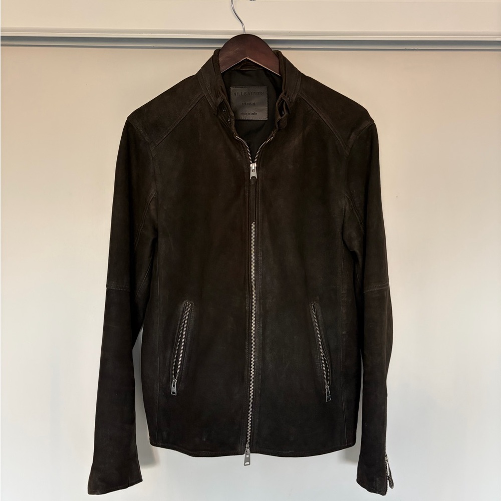 All Saints Cora Suede Jacket Grey Med